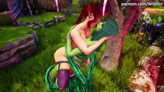 Tentacle threesome in forest with two girls – Dryad and Elf