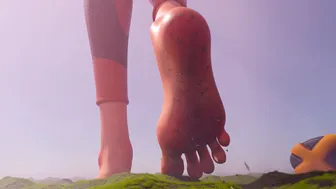 Giantess Tracer Walking Barefeet