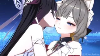 Columbina kissing Sandrone