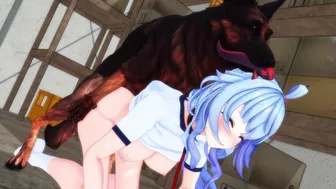 Genshin Impact – Ganyu mating with a dog