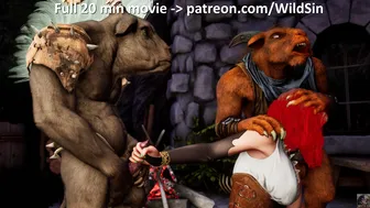 Four Satyrs monsters gangbang Highborn Beauty in Ruins