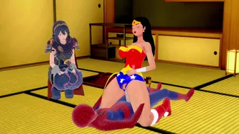Spider-Man bangs Wonder Woman Lucina watches