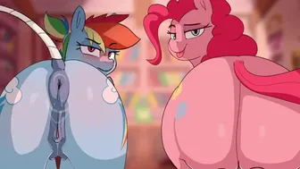 Pinkie pie and rainbow dash see if who has a bigger ass